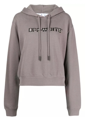 Off-White rhinestone-embellished logo hoodie - Grey