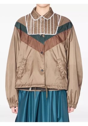 Kolor pleated-lace panel jacket - Brown