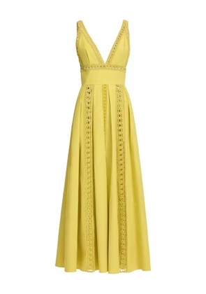 Elie Saab v-neck midi dress - Yellow