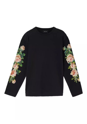 Simone Rocha rose-print long-sleeve T-shirt - Black