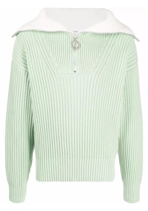 AMI Paris zip-collar fisherman's rib jumper - Green