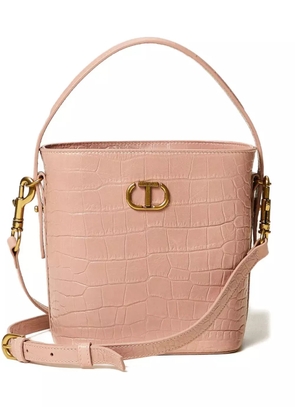 TWINSET crocodile-effect leather bucket bag - Pink