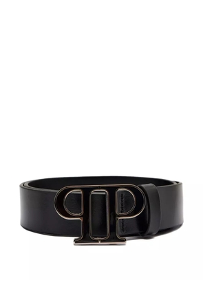 Philipp Plein logo-buckle leather belt - Black