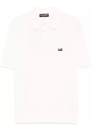 Dolce & Gabbana logo-plaque polo shirt - White