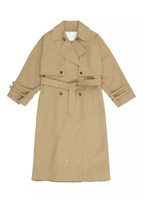 OOF WEAR embroidered double-breasted trench coat - Neutrals