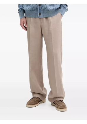 LIU JO dart-detail linen trousers - Brown
