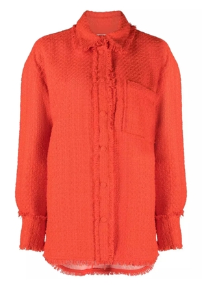 MSGM fringed tweed overshirt - Red