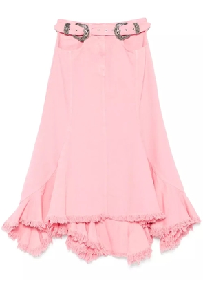 Marques'Almeida belt-embellishment flared midi skirt - Pink