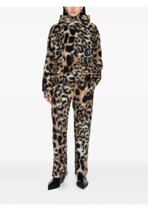 GCDS hooded animal-print sweater - Brown