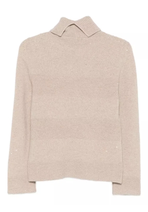 D.Exterior striped roll-neck sweater - Neutrals