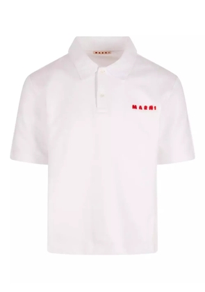 Marni logo embroidered polo shirt - White