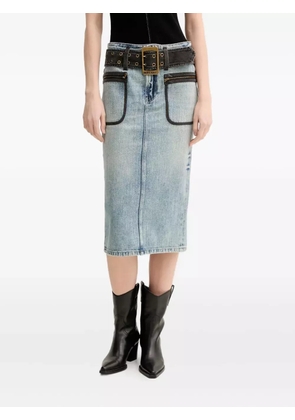 Miss Sixty zip-detail belted midi skirt - Blue