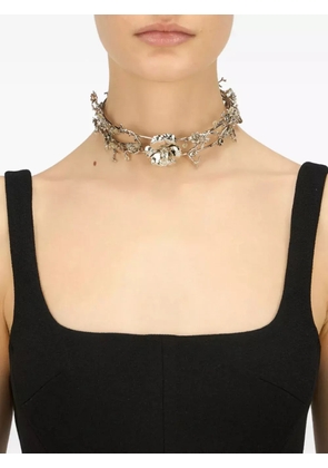 Blumarine floral-motif choker necklace - Grey