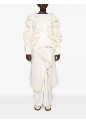 Muller Of Yoshiokubo Slow fringed asymmetric midi skirt - White