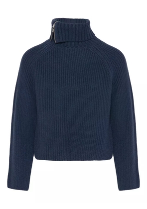 Yves Salomon zip knitted sweater - Blue