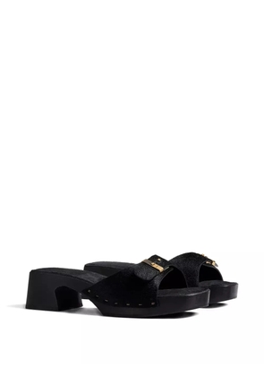 KHAITE Britt Clog haircalf buckle mules - Black