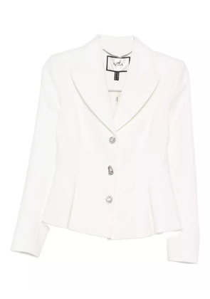 NISSA crystal-embellished single-breasted blazer - White