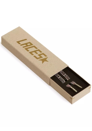 Golden Goose logo-print lurex shoe laces - Blue