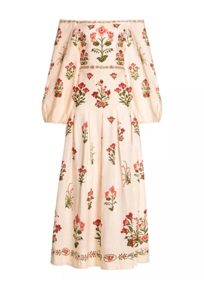 Agua By Agua Bendita Senlis Canna off-shoulder floral print dress - White