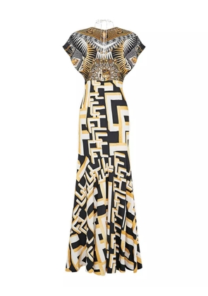 Camilla V-neck long dress - Black