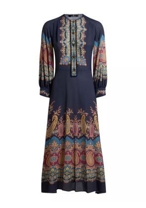 ETRO paisley-print button-front midi dress - Blue