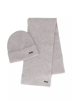 Borsalino virgin-wool beanie and scarf set - Grey