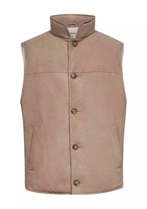 Brunello Cucinelli horn-button stand-collar gilet - Brown