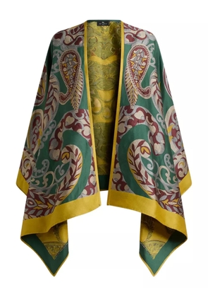 ETRO paisley-motif wool-blend cape - Green