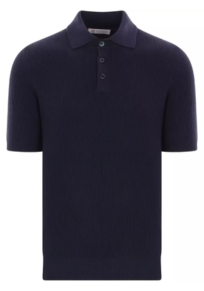 Brunello Cucinelli ribbed-knit polo shirt - Blue