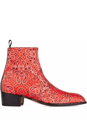 Giuseppe Zanotti paisley-print ankle boots - Red