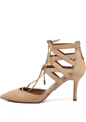 Aquazzura pre-owned 105mm lace-up pumps - Neutrals