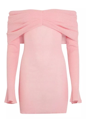 SEROYA Xen off-shoulder ribbed knit mini dress - Pink