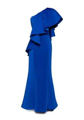 Saiid Kobeisy ruffled scuba long dress - Blue