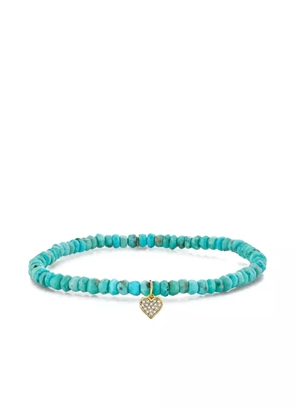 Sydney Evan 14K yellow gold Baby Heart turquoise and diamond bracelet