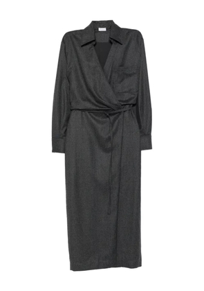 Brunello Cucinelli wrap-effect wool dress - Grey