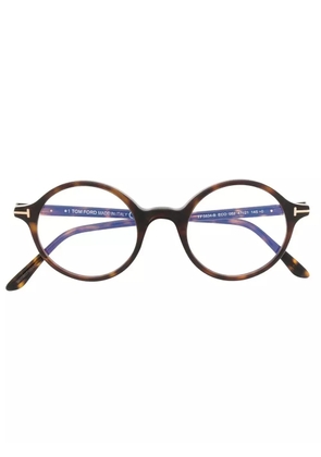 TOM FORD Eyewear tortoiseshell-effect round-frame glasses - Brown