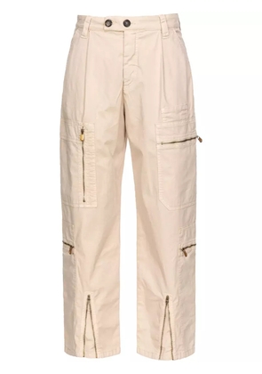 PINKO multiple-pocket pleated straight-leg trousers - Neutrals