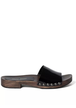 Miu Miu leather slides - Black