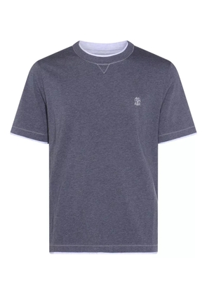 Brunello Cucinelli embroidered-detail cotton T-shirt - Grey