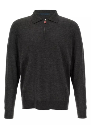 Kiton half zip mélange knit sweaters - Grey