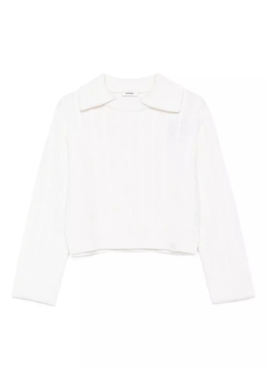 SANDRO cable-knit collared sweater - Neutrals