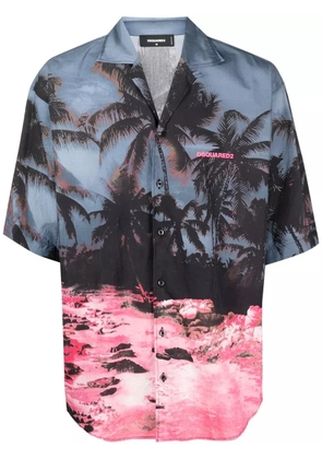 DSQUARED2 palm tree-print short-sleeved shirt - Black