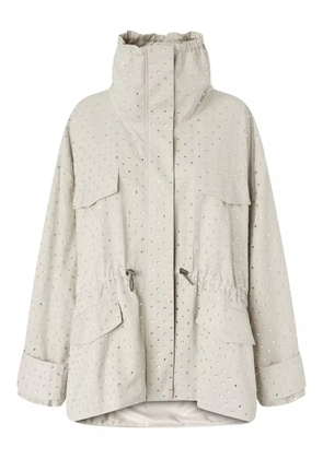 PINKO crystal-embellished high-neck coat - Neutrals