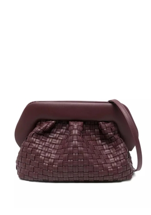 Themoirè woven detachable-strap clutch bag - Brown
