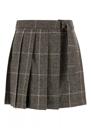Brunello Cucinelli pleated check skirt - Grey
