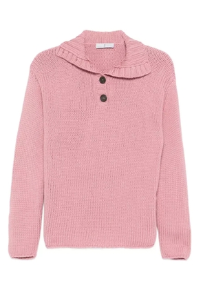 Why Ci ribbed polo sweater - Pink