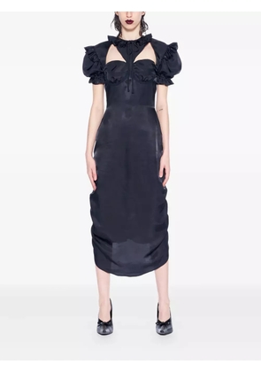 pushBUTTON cut-out ruffled dress - Blue