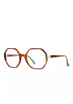 Xavier Garcia Design Drina geometric-frame glasses - Brown