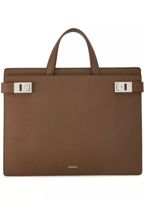 Ferragamo Gancini-buckle leather briefcase - Neutrals