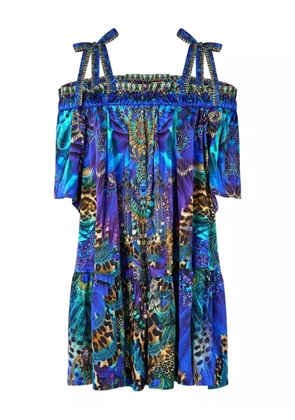 Camilla off shoulder frill dress - Blue